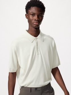 Washable Knitted Polo Sweater Short Sleeve