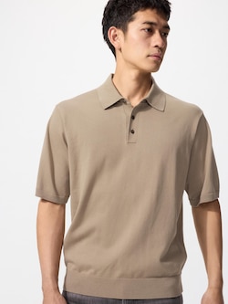 Washable Knitted Polo Sweater Short Sleeve
