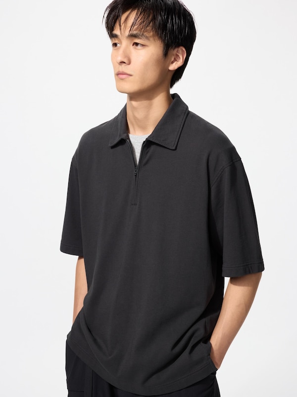 Kaos Polo Katun Washed Ritsleting 1/2