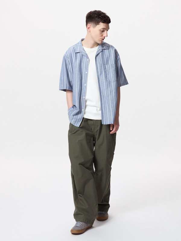 Cotton Linen Shirt | Short Sleeve Stripe