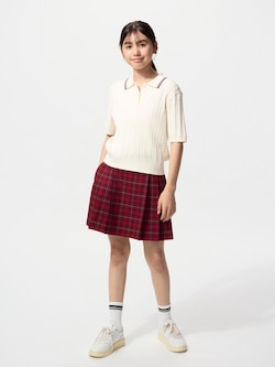 GIRLS Washable Knitted Polo Sweater Short Sleeve