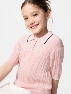 GIRLS Washable Knitted Polo Sweater Short Sleeve