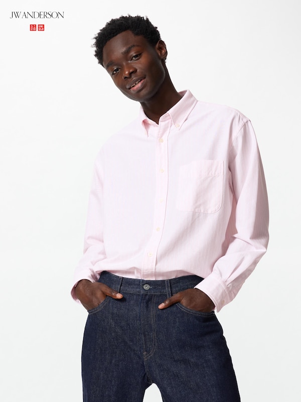 Kemeja Oxford Oversize | Lengan Panjang Garis