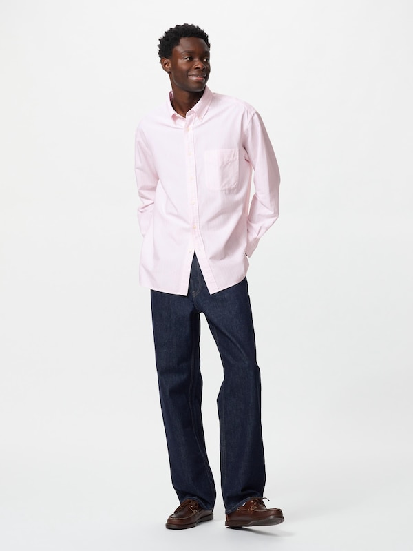 Kemeja Oxford Oversize | Lengan Panjang Garis