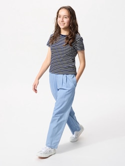 GIRLS Pleated Wide Pants | Chambray
