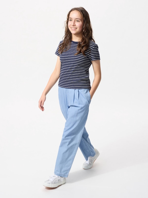 GIRLS Pleated Wide Pants | Chambray