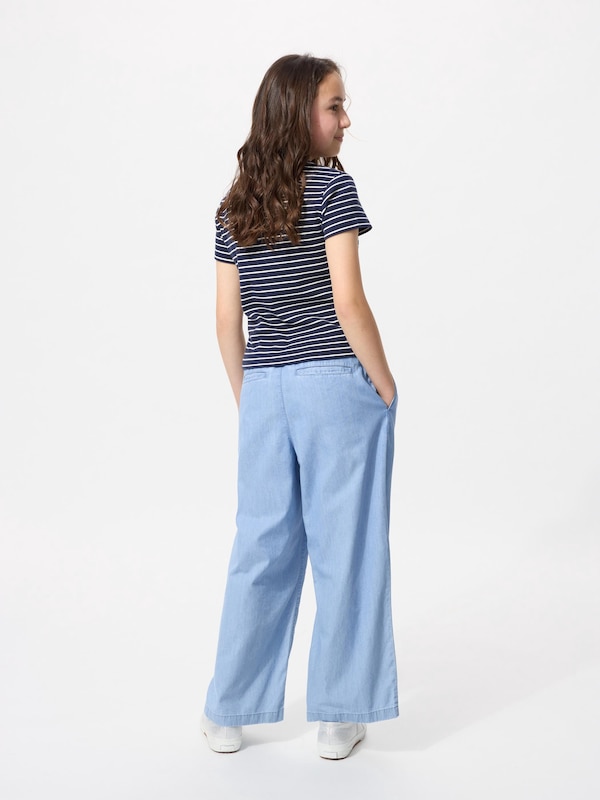 GIRLS Pleated Wide Pants | Chambray