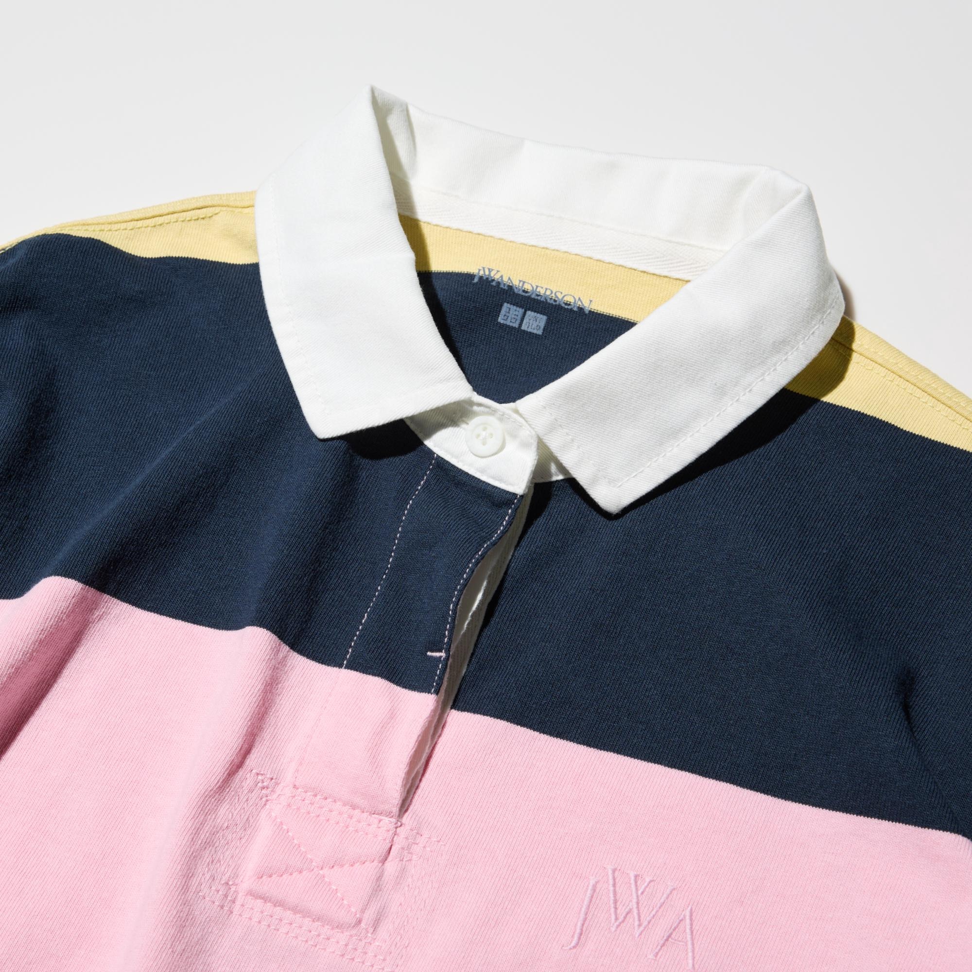 WOMEN'S BOXY RUGGER POLO SHIRT | LONG SLEEVE STRIPE | UNIQLO ID