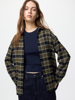 Kemeja Flannel Lembut Kerah Skipper | Lengan Panjang