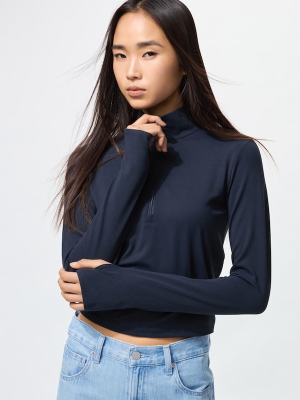Women's AIRism Soft Half-Zip T-Shirt UNIQLO ID