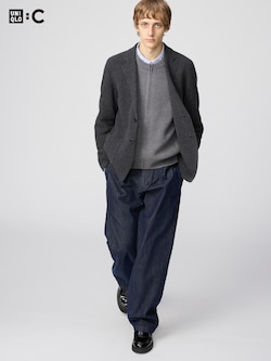 Pleated Straight Pants Denim