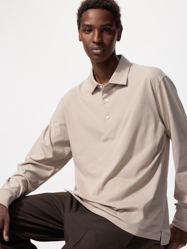 AIRism Cotton UV Protection Polo Shirt Long Sleeve