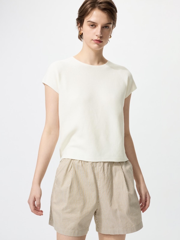 3D Knit Cotton Crew Neck Sweater