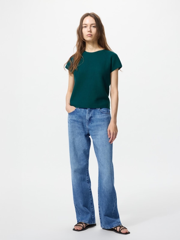 3D Knit Cotton Crew Neck Sweater