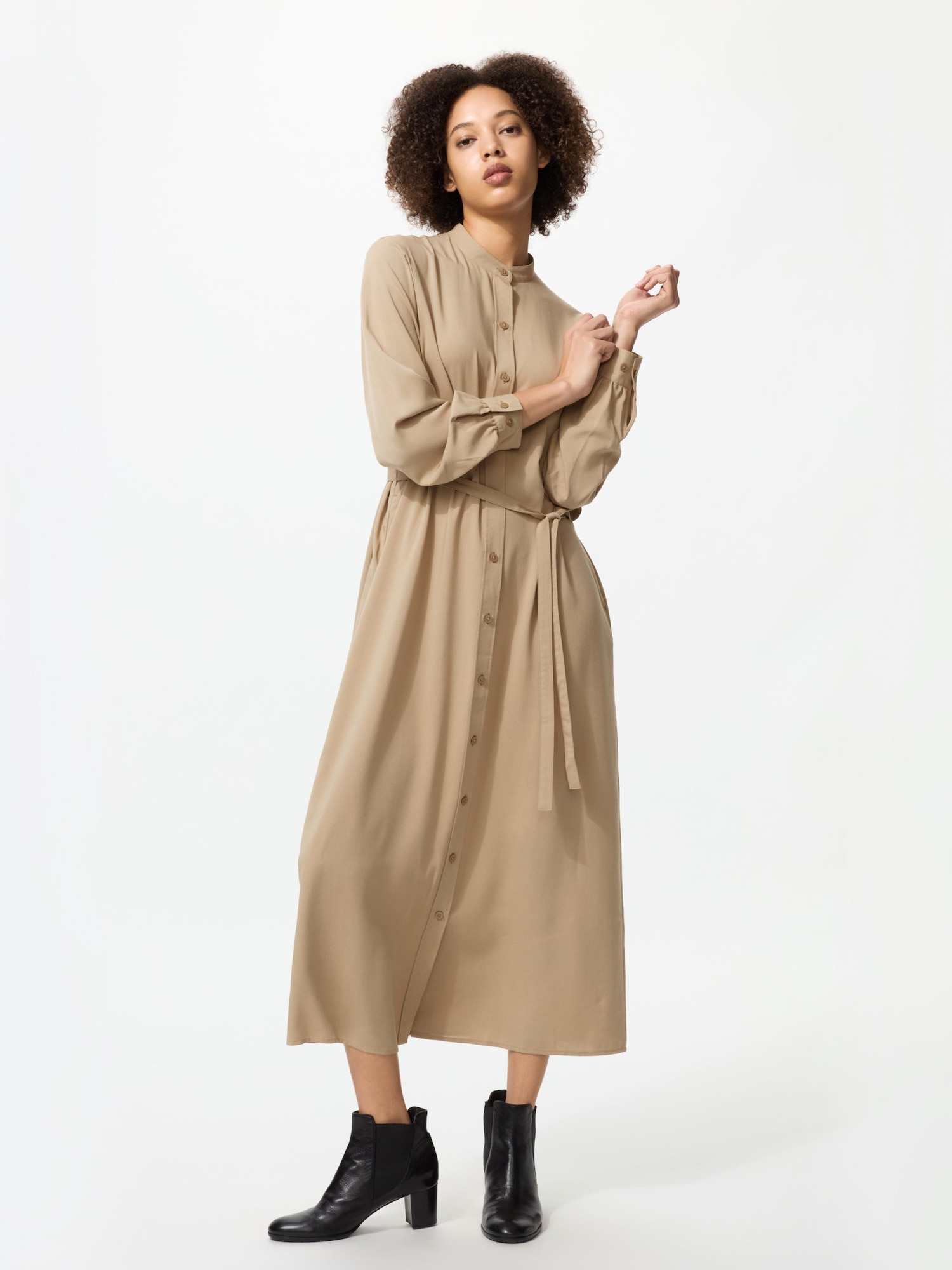 ☆ronron☆ ROUND COLLAR FRILL KANGKANG SHIRT DRESS STRIPE