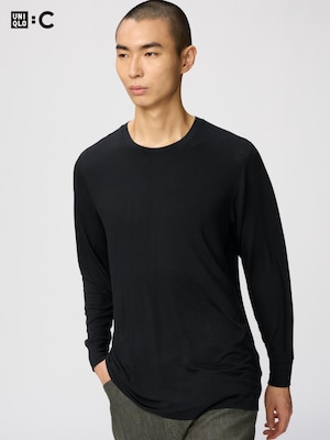HEATTECH Ekstra Hangat T-Shirt Kasmir Campuran Kerah Bulat