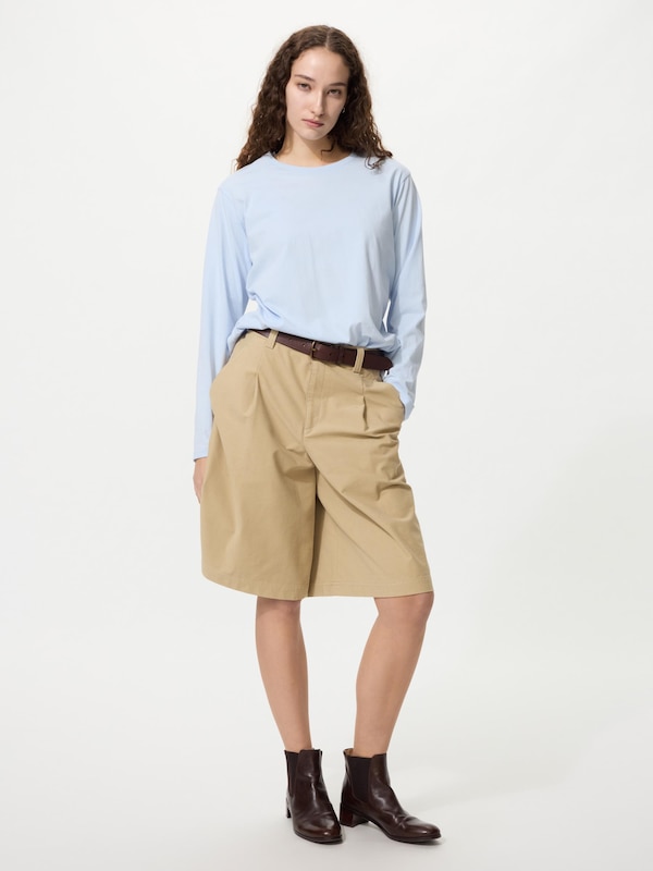 Soft Cotton Round Hem T-Shirt Long Sleeve