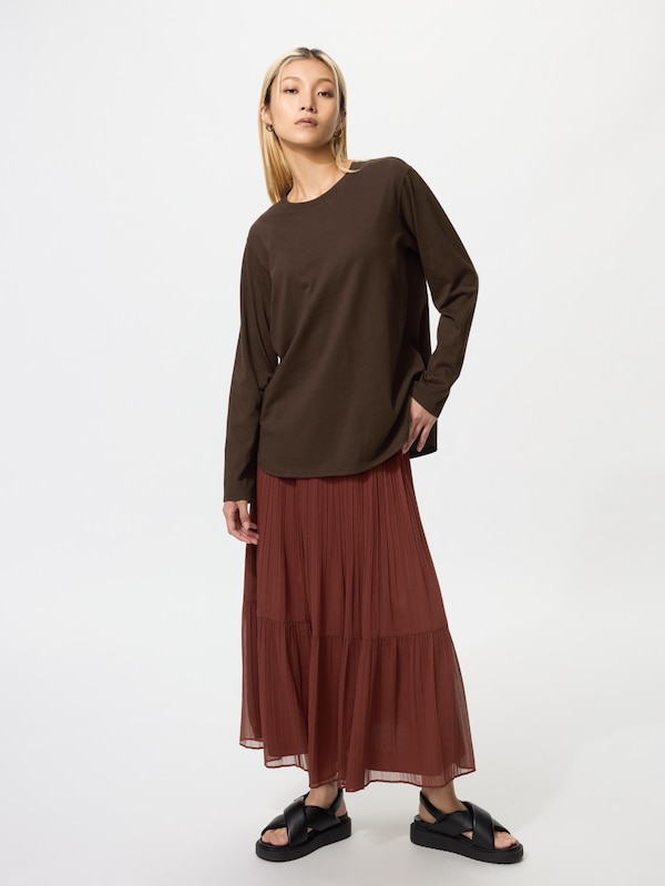 Soft Cotton Round Hem T-Shirt Long Sleeve