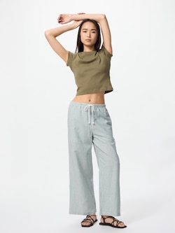 Linen Blend Easy Pants | Stripe