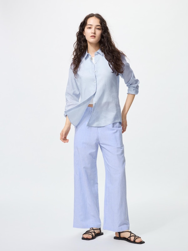 Linen Blend Easy Pants | Stripe