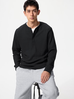 Waffle Henley T-Shirt Long Sleeve