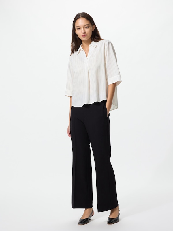 Rayon Skipper Collar 3/4 Sleeve Blouse