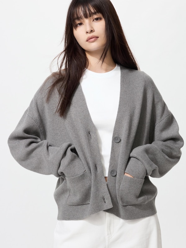 Smooth Cotton V Neck Short Cardigan