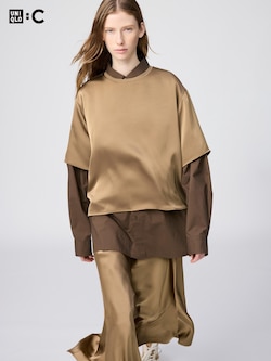 Satin Oversized Short Blouse Half Sleeve