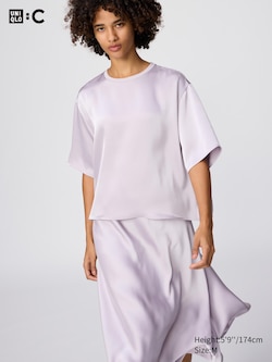 Satin Oversized Short Blouse Half Sleeve