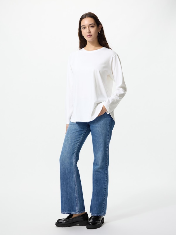 Soft Cotton Round Hem T-Shirt Long Sleeve