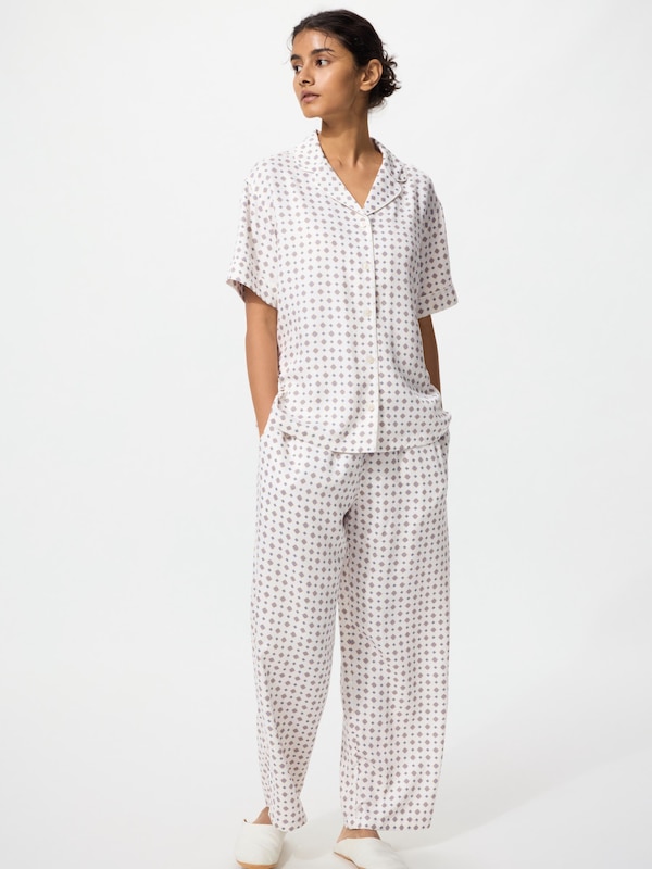 Satin Pajamas Short Sleeve (Long Pants)
