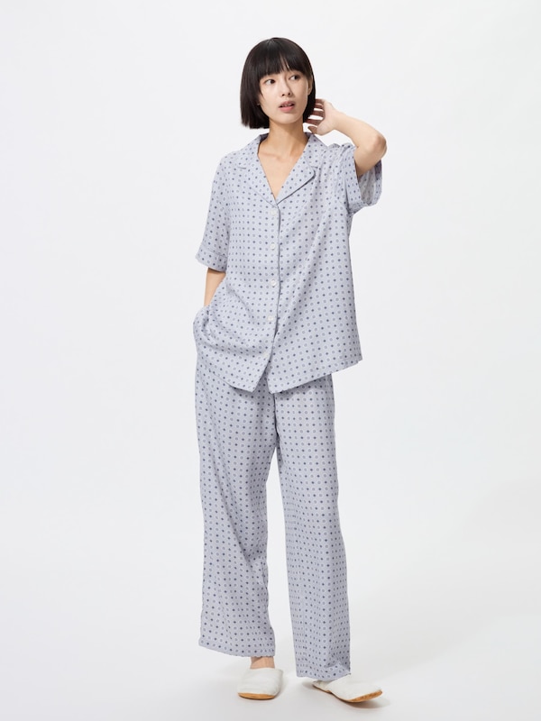 Satin Pajamas Short Sleeve (Long Pants)