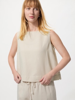 Blus Linen Blend Tanpa Lengan