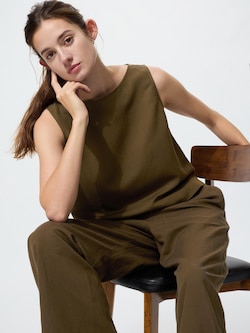 Linen Blend Blouse Sleeveless