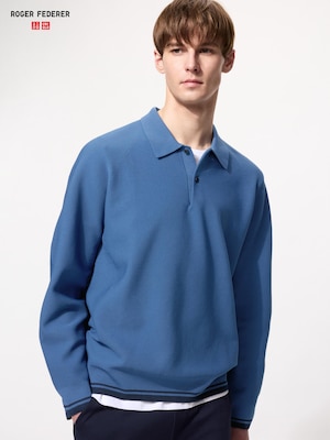 Washable 3D Knit Polo Long Sleeve