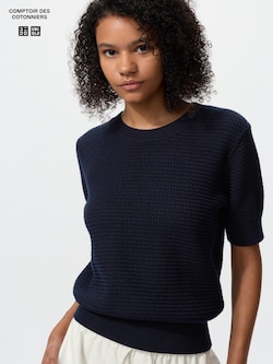 Sweater Katun Kerah Bulat Lengan Pendek