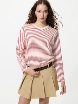 T-Shirt Katun Lembut Hem Bulat Lengan Panjang