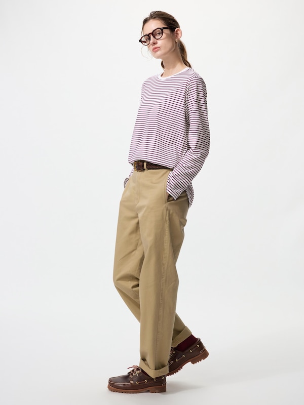 Soft Cotton Round Hem T-Shirt Long Sleeve