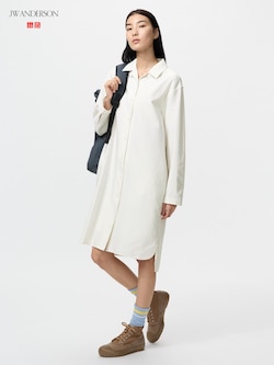 Open Collar Oxford Shirt Dress