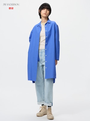 Open Collar Oxford Shirt Dress