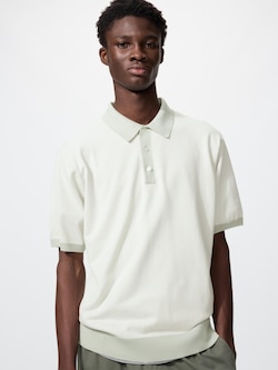 Washable Knitted Polo Sweater Short Sleeve