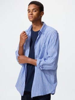 Premium Linen Long Sleeve Shirt (Stripe)