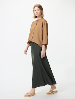 Linen Blend Long Skirt