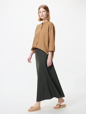 Linen Blend Long Skirt