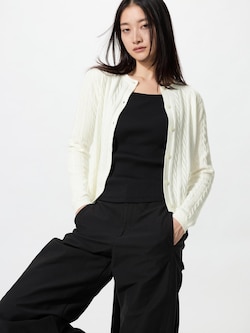 Cable Crew Neck Cardigan