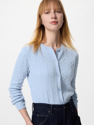 Cable Crew Neck Cardigan