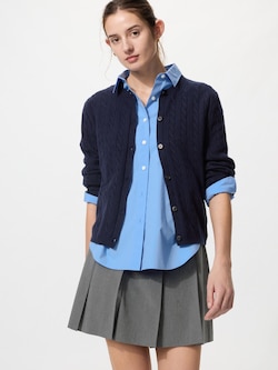 Cable Crew Neck Cardigan