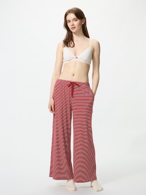 Ribbed Wide Easy Pants (Stripe)