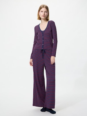 Ribbed Wide Easy Pants (Stripe)