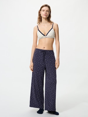 Ribbed Wide Easy Pants (Flower)